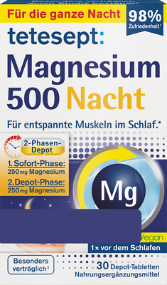 Tetesept Magnesium 500 Night – 30 Tablets