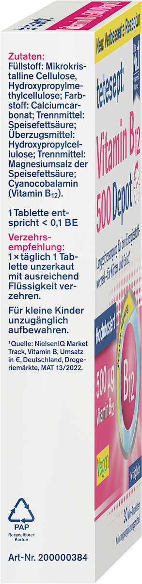 Tetesept Vitamin B12 500 Depot – 30 Tablets